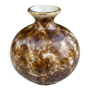 Limoges Porcelain Round Vase – Marble Effect / Scalloped
