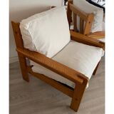 Pair of pine armchairs