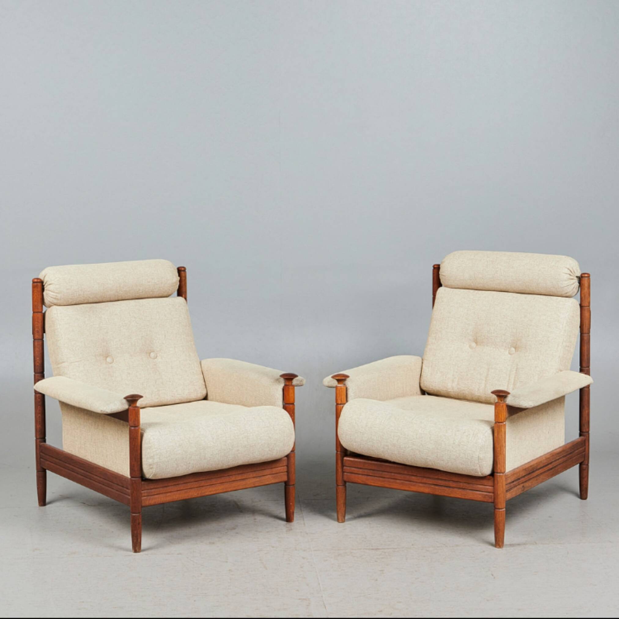 Pair midcentury Scandinavian lounge chairs, Denmark 1960s