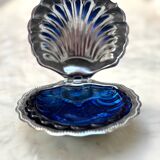 Antique silver-plated shell butter dish