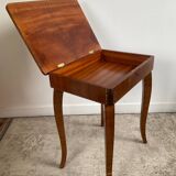 Small marquetry pedestal table with key storage