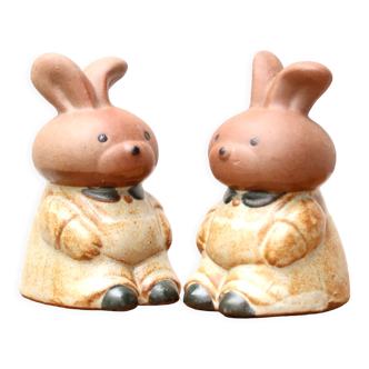 Ceramic rabbit salt shakers by ibuki, 60s