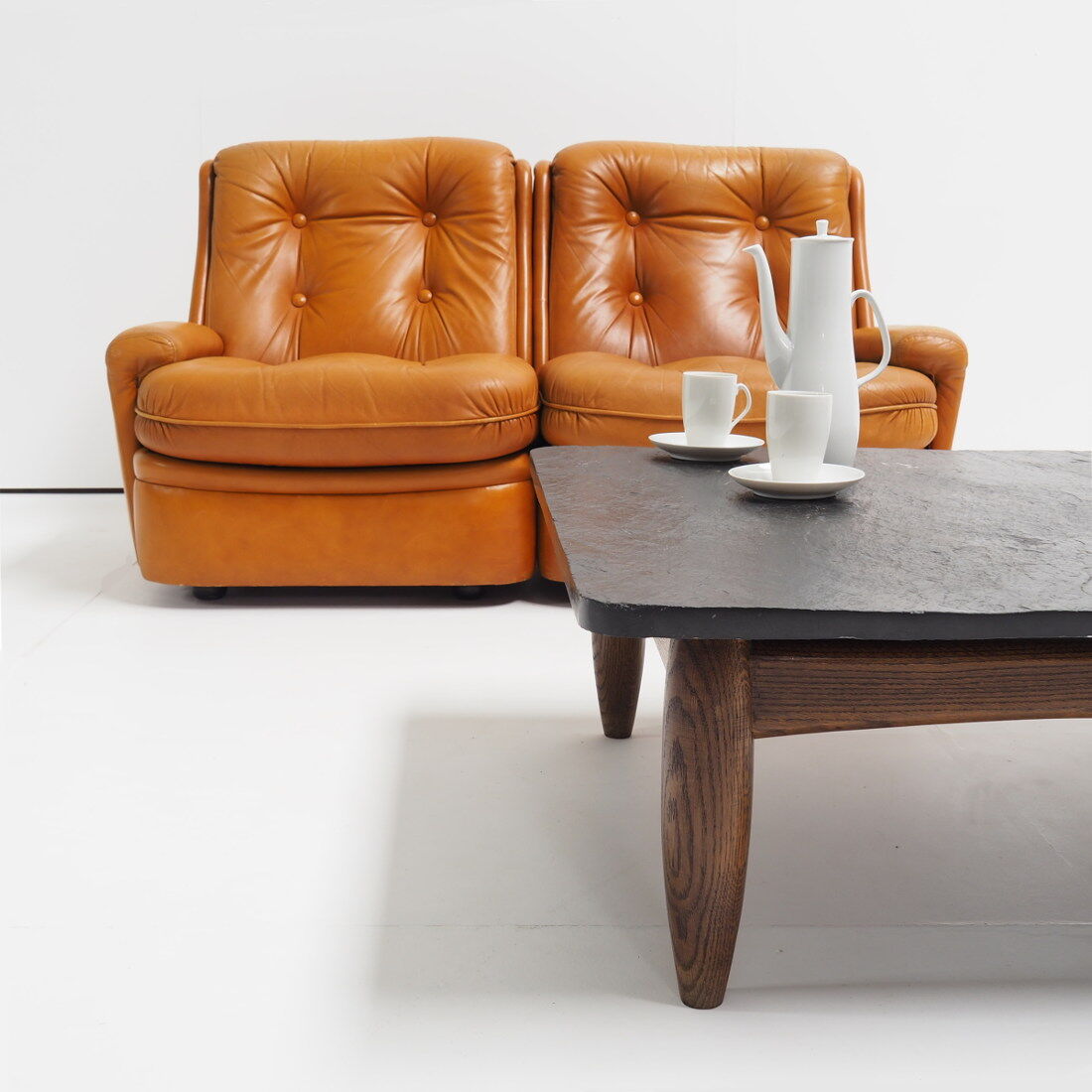 Leather two-seater by Michel Cadestin for Airborne