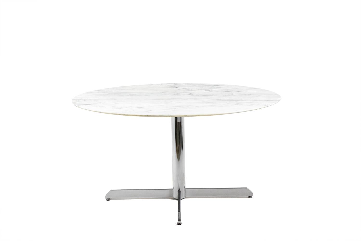 Roche Bobois Marble and chromed metal table. Circa 1970