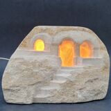 Vintage Lamp 70s Stone Sculpture by Arsène Galisson