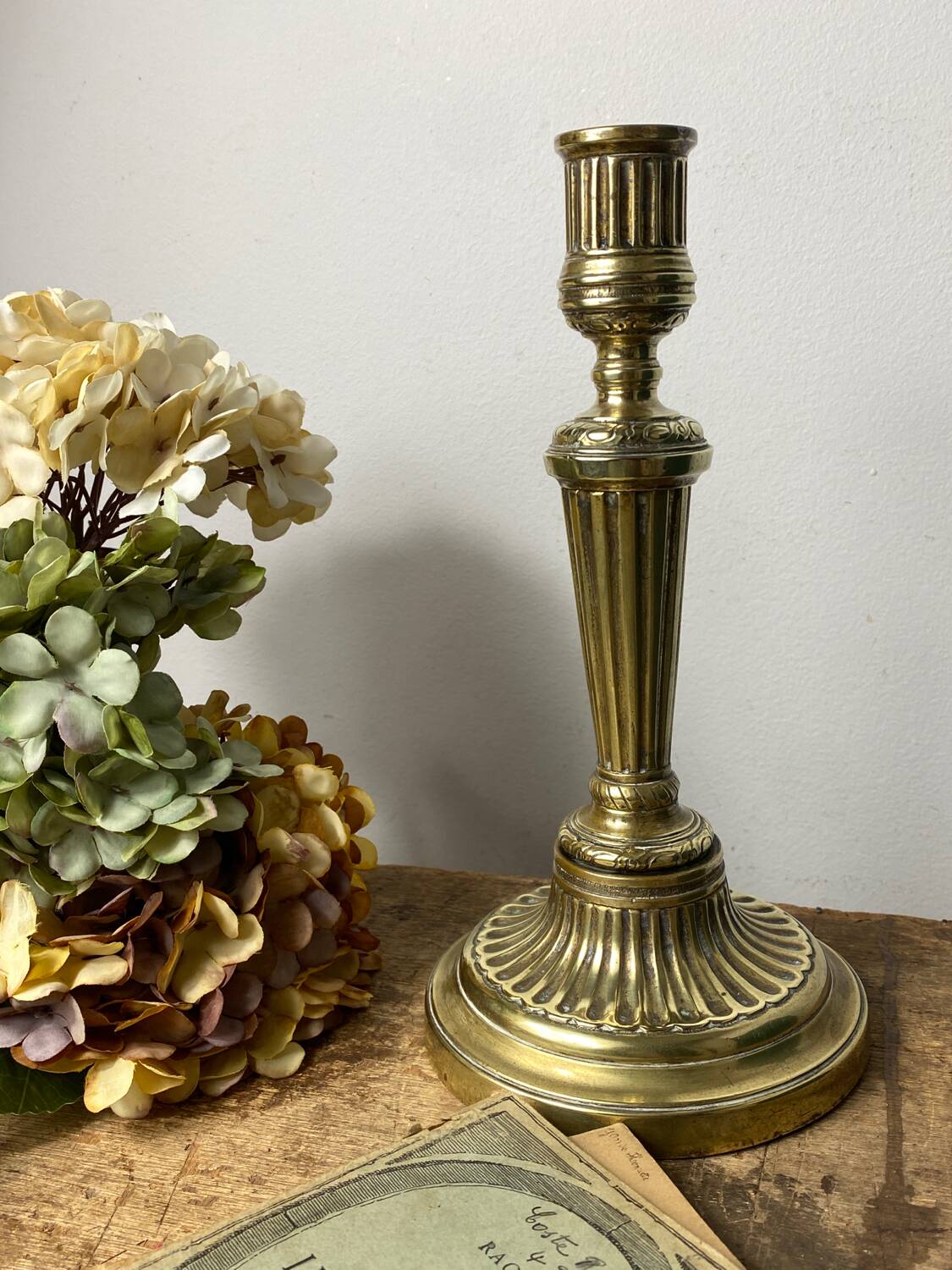 Antique brass candle holder