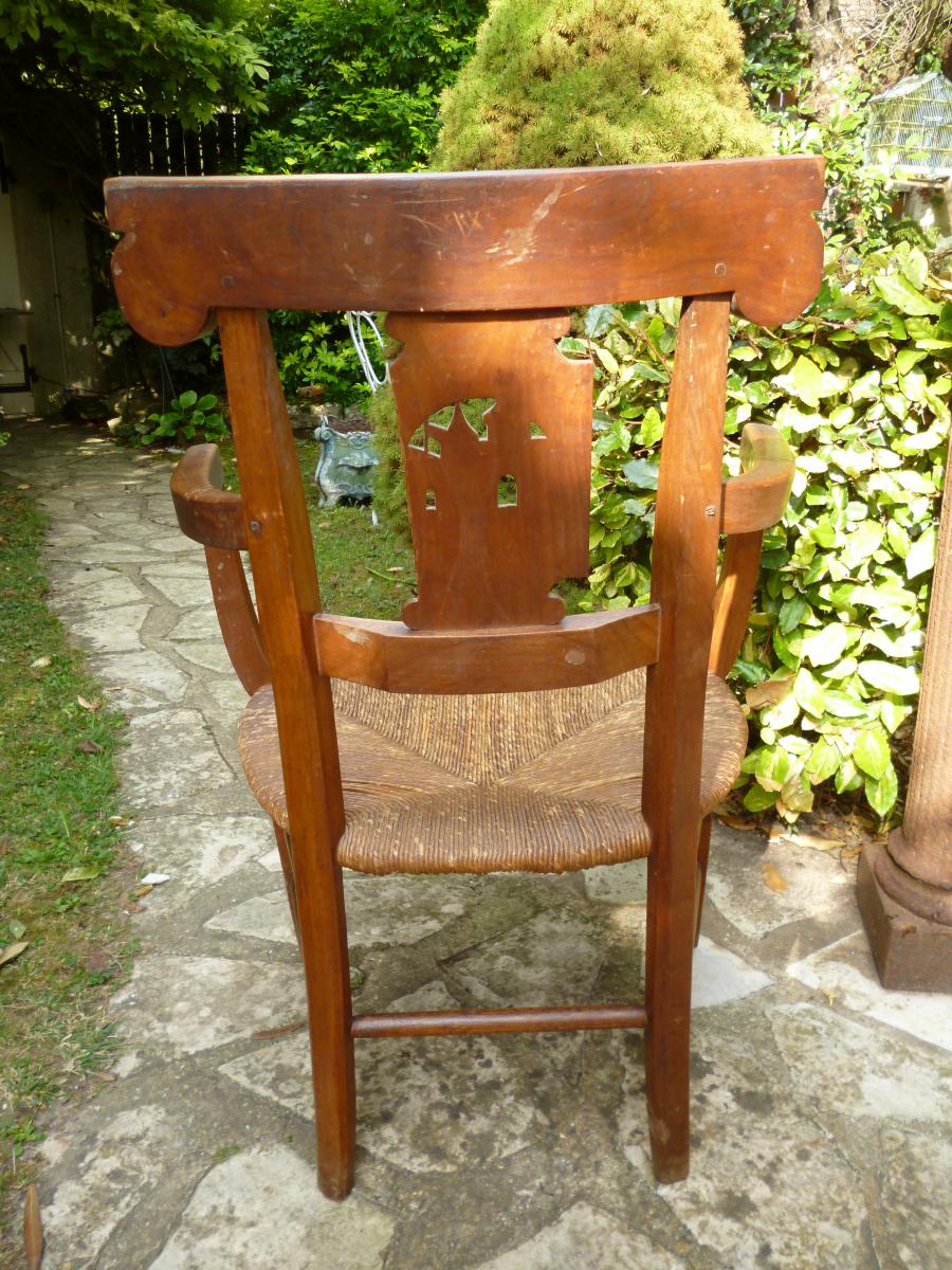 Fauteuil paillé d'époque directoire XVIII E