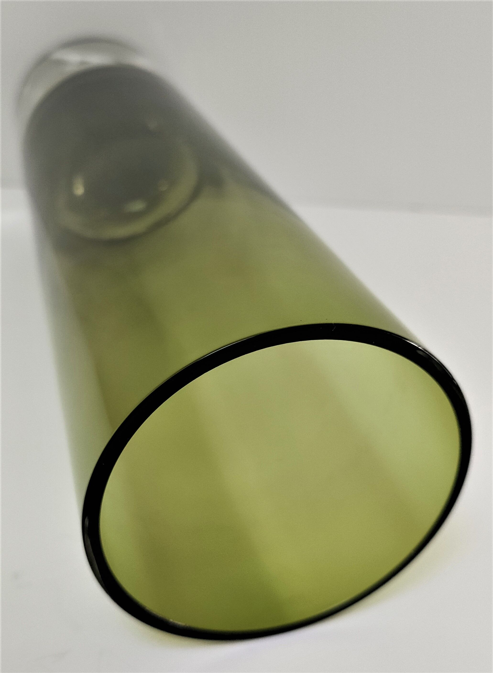 Cylindrical vase green glass Scandinavian design 70s