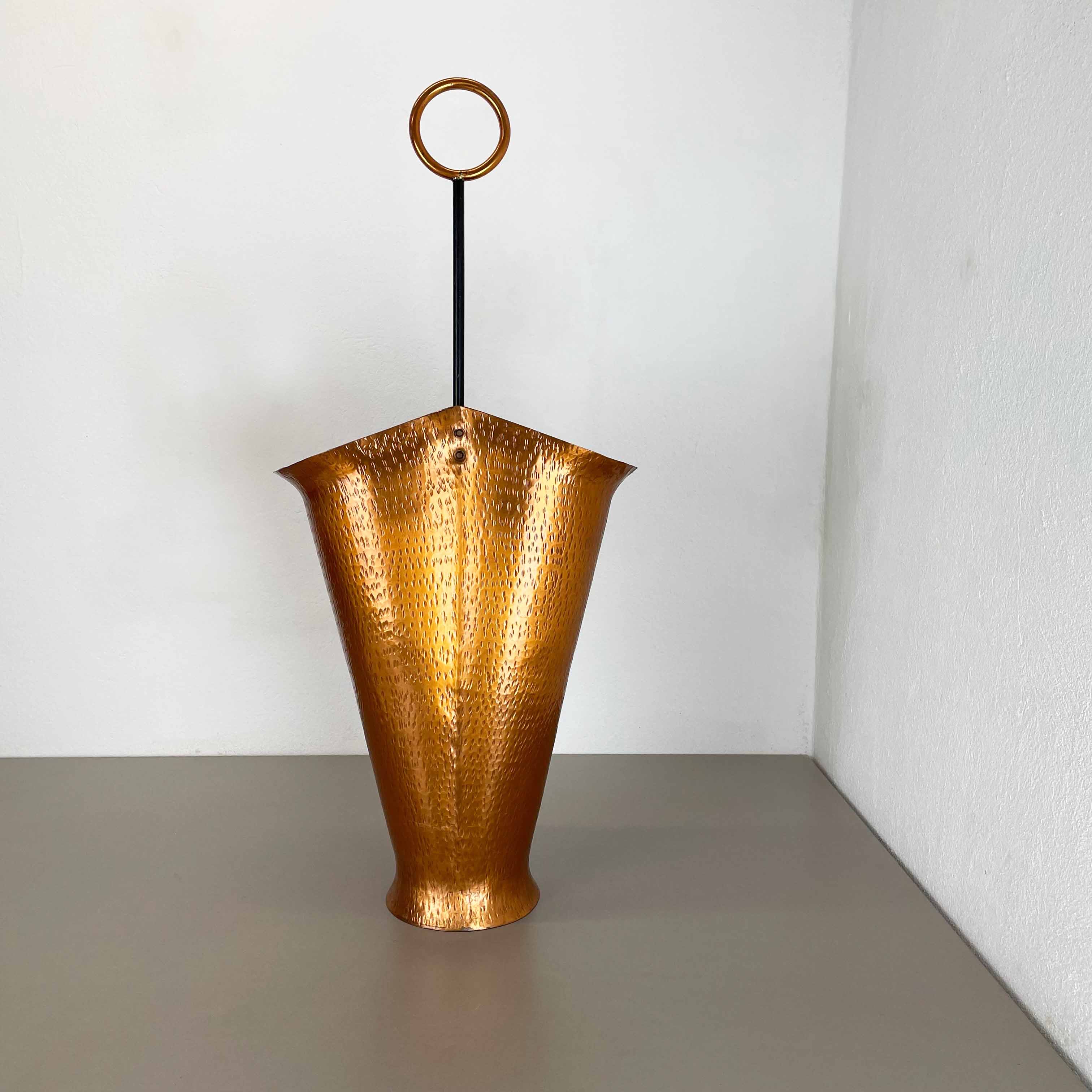Original Metal Copper Brutalist Hollywood Regency Umbrella Stand Germany, 1970s