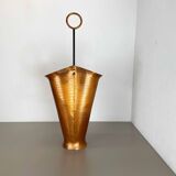 Original Metal Copper Brutalist Hollywood Regency Umbrella Stand Germany, 1970s