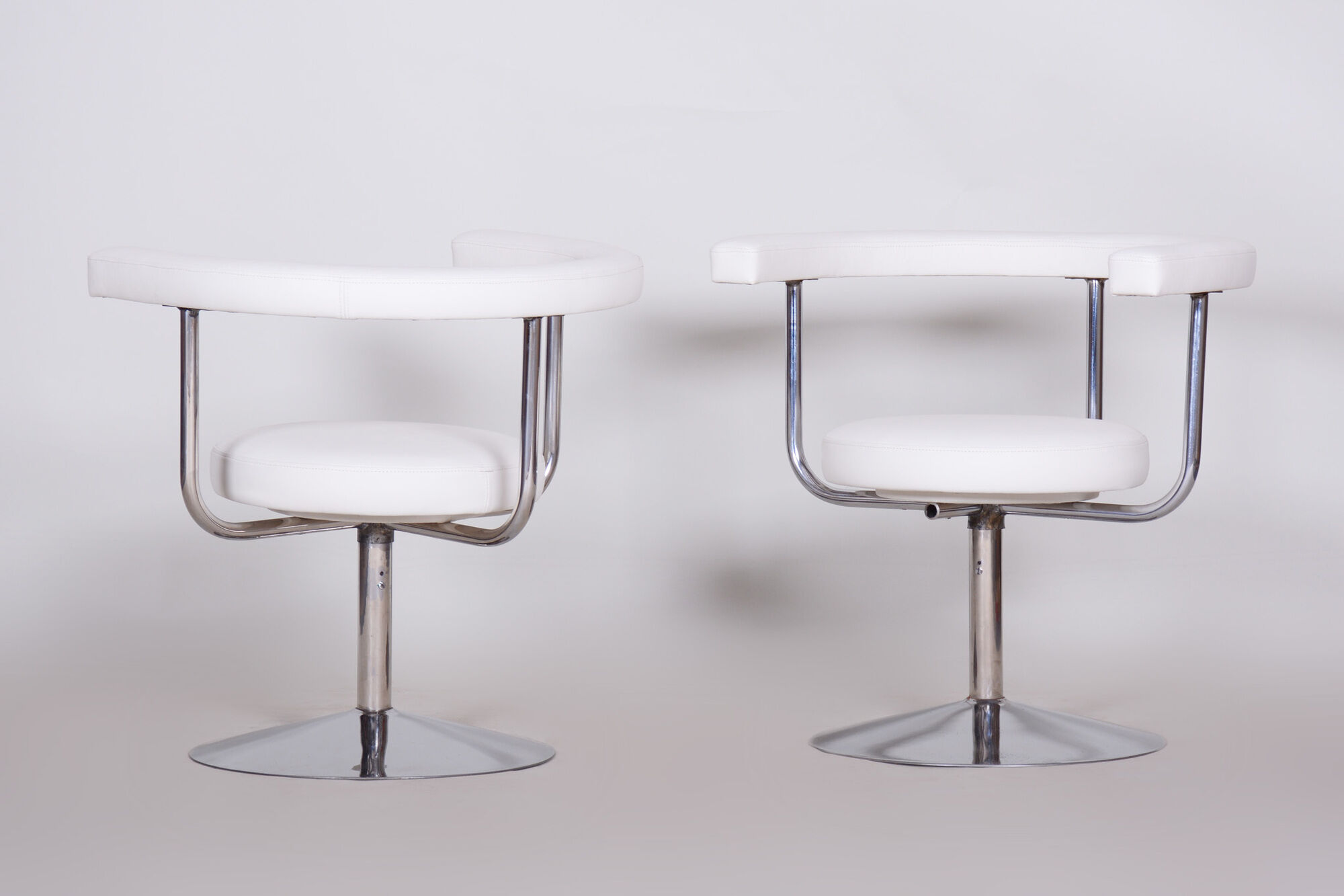 Pair of white swivel chairs - 1940s czechia