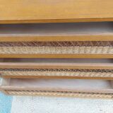 commode pieds compas, osier, vintage