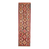 1970s Vintage Turkish Hand-Knotted Wool Cotton Red Runner Rug 83x314