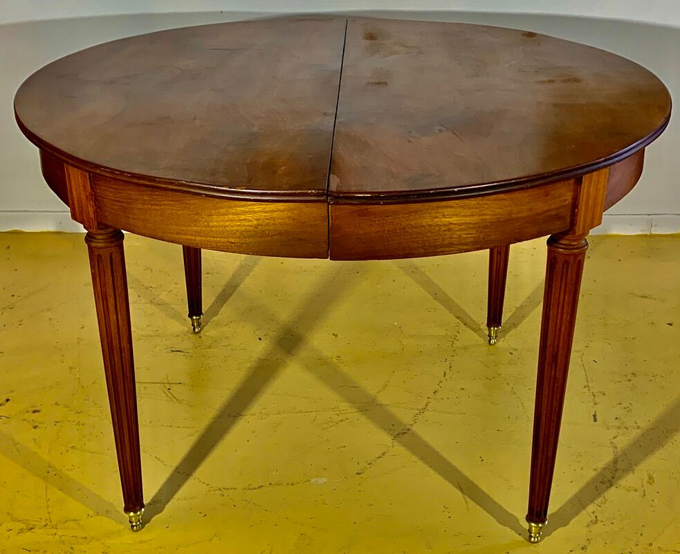 Round table Louis XVI style with 3 extensions