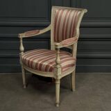Fauteuil cabriolet Directoire gris rechampi première partie du XIXe