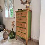 Chiffonnier vert herbarium et bois brut