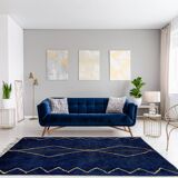 Modern Moroccan carpet dark blue