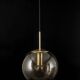 Large smoked glass ball pendant by Limburg in brass, Germany, 1970s.
