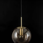 Large smoked glass ball pendant by Limburg in brass, Germany, 1970s.