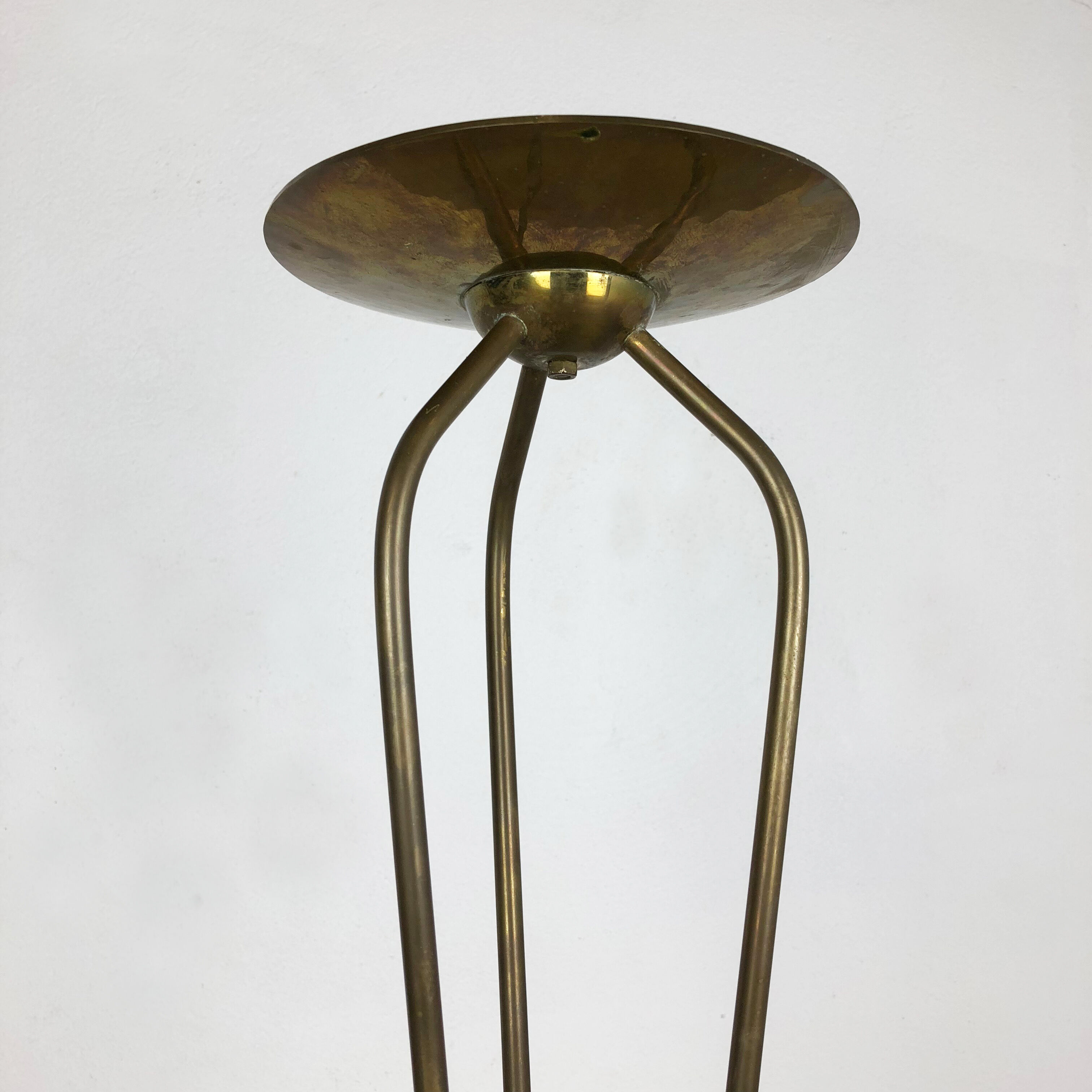 Modernist sculptural brutalist floor brass candleholder, Germany, 1950s