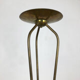 Modernist sculptural brutalist floor brass candleholder, Germany, 1950s
