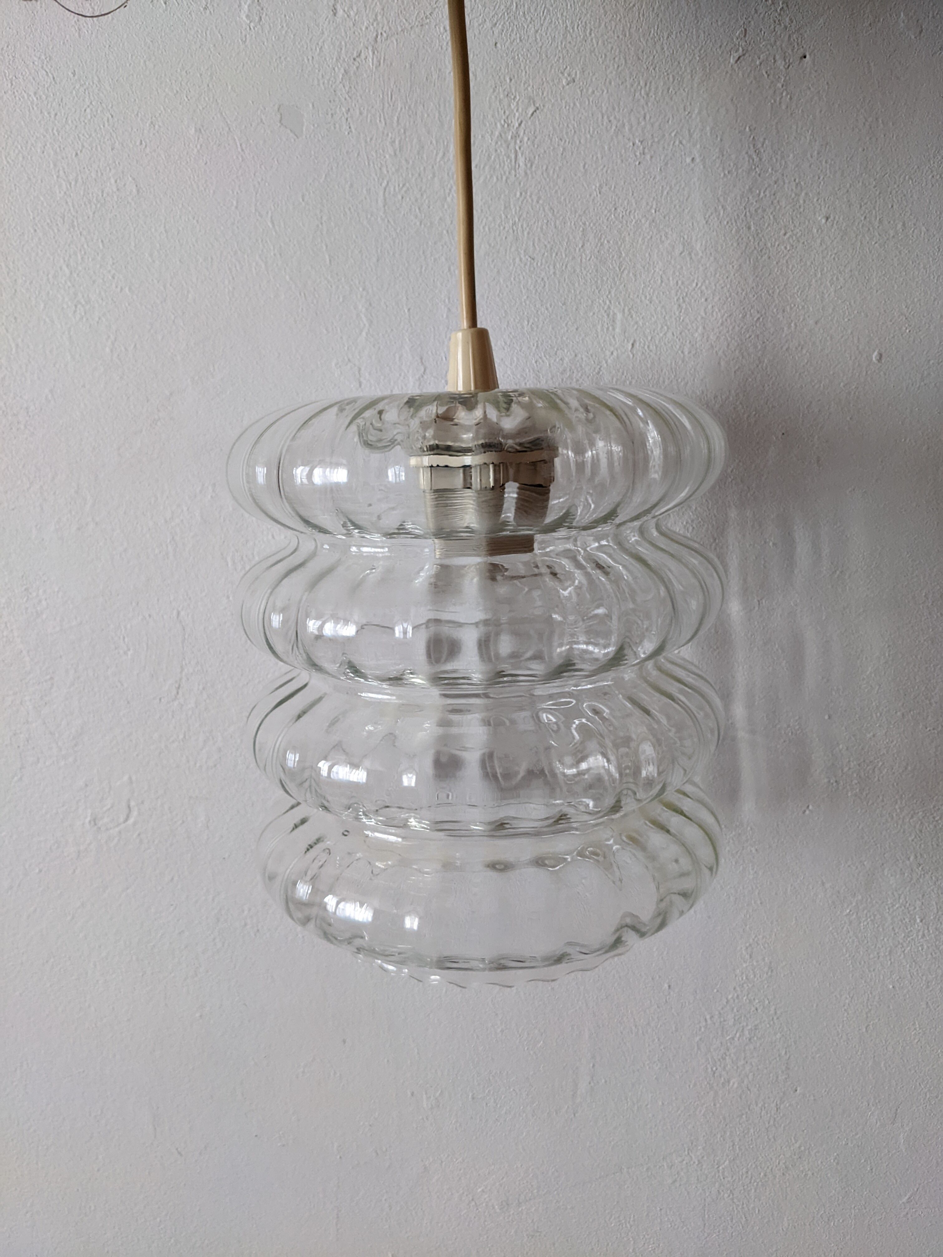 Vintage glass pendant lamp 50s