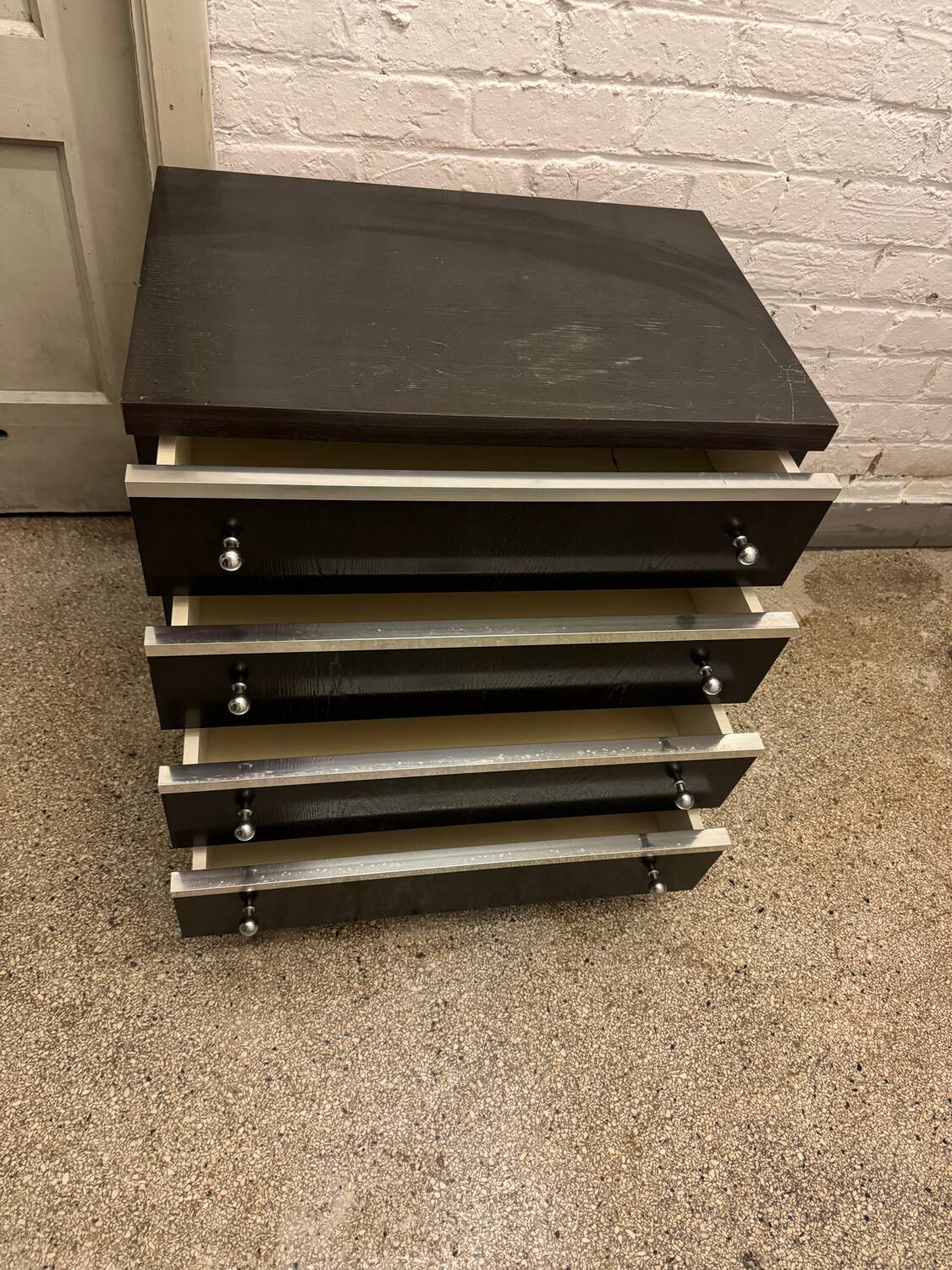 Wenge and silver bedside tables, Belgium, 1960