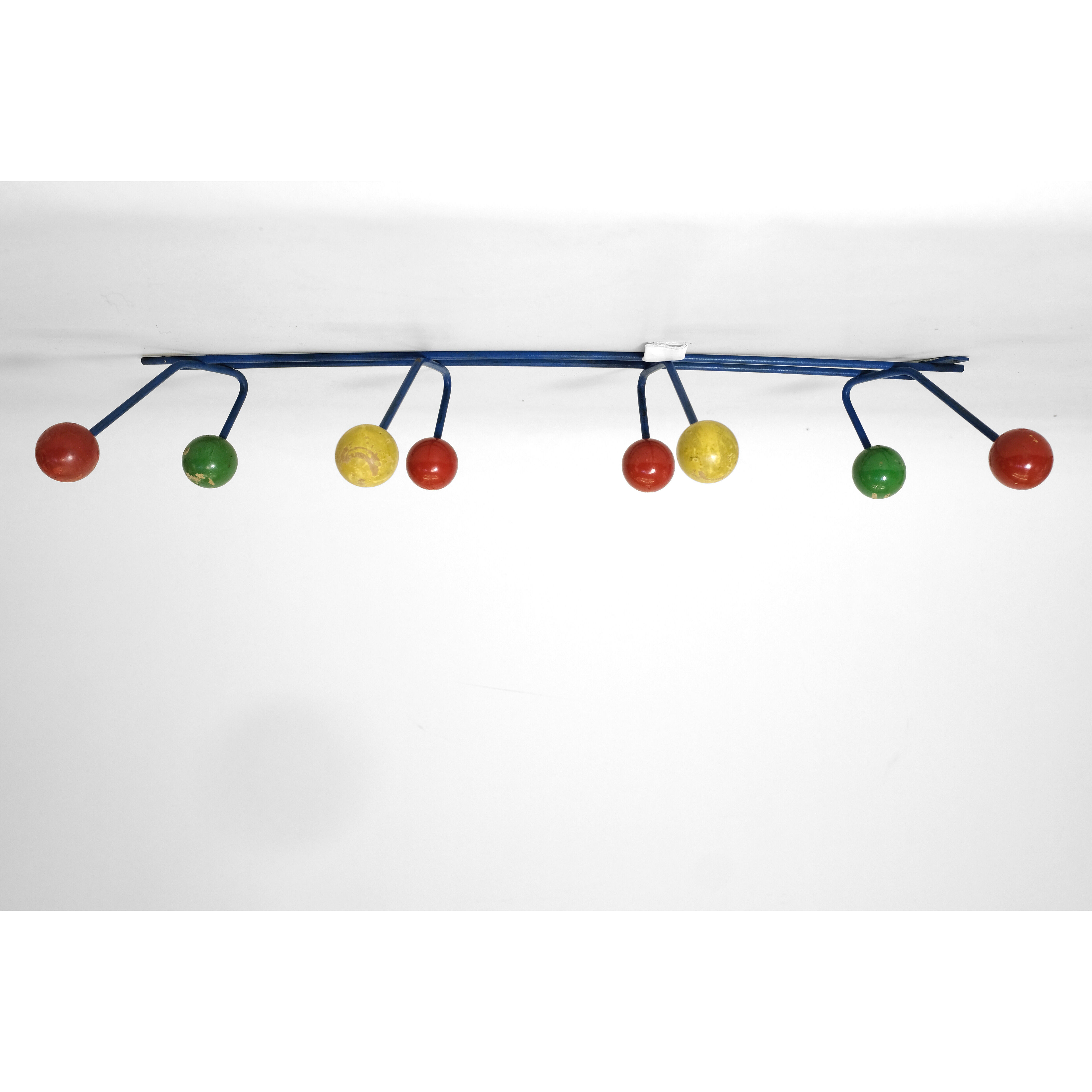 Multicolored coat rack in wood and metal