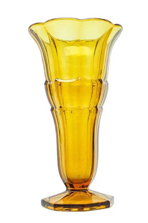Art Deco vase, honey glass, Val Saint Lambert, Belgium, 1960s