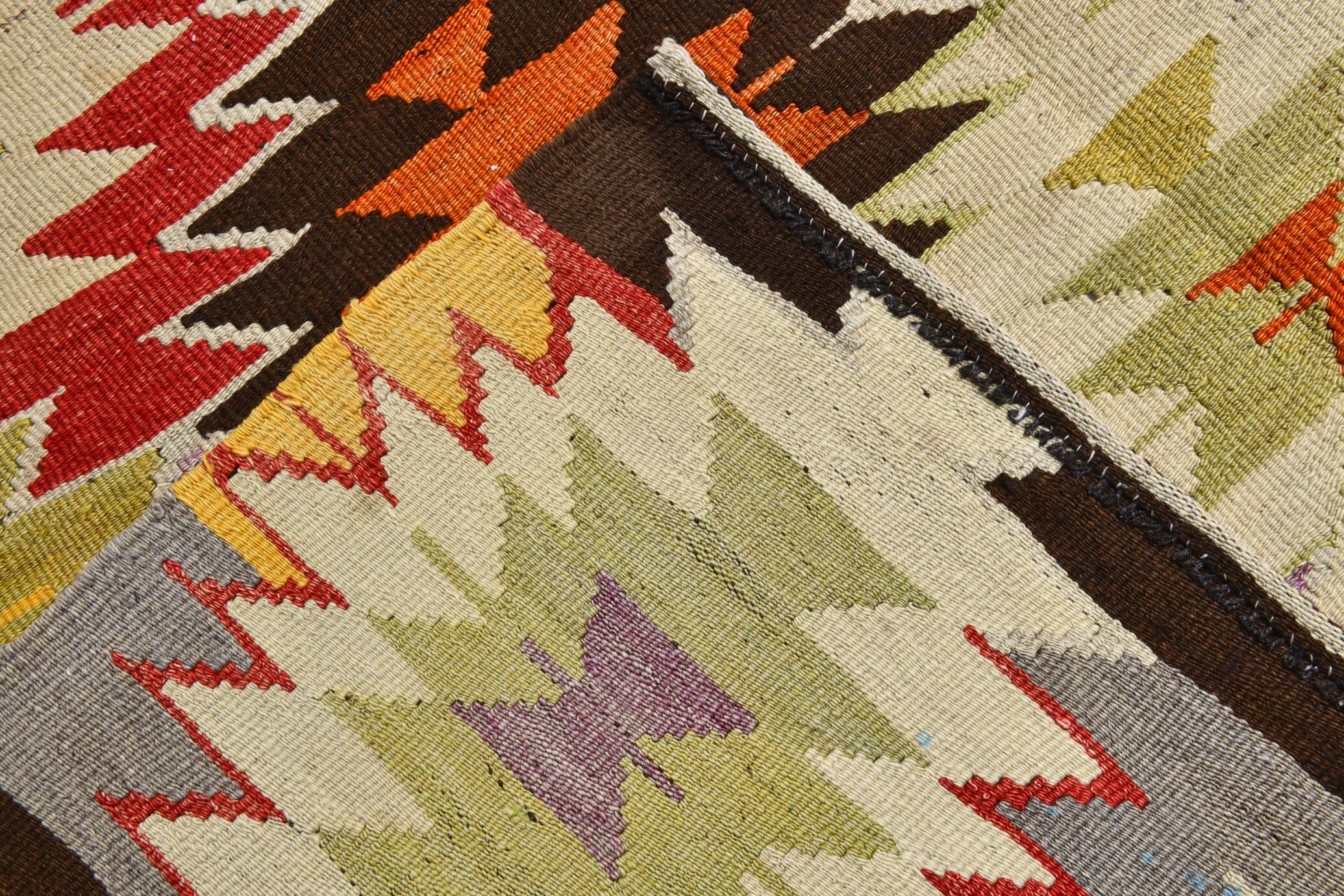 6x10 Tapis Kilim Turc Laine Fait Main, Style Bohème, Motifs Géométriques,
