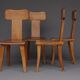 Brutalist elm wood dining chairs 1970s