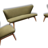 Sculptural sofa and 2 armchairs fifties sofa set
