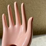 Vase baguier hand ceramic vintage pink 70s