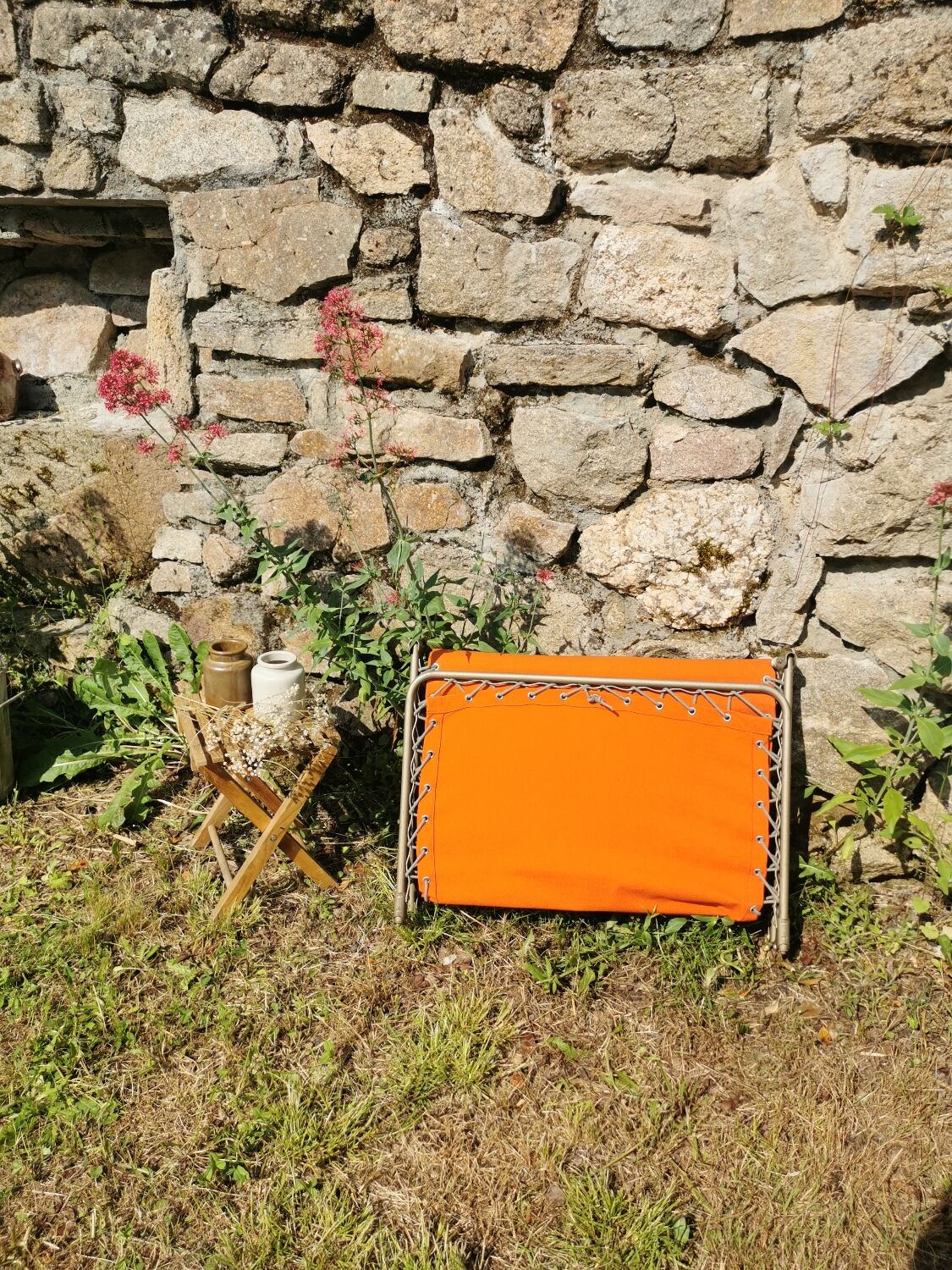 Deck chair, vintage lafuma camp bed