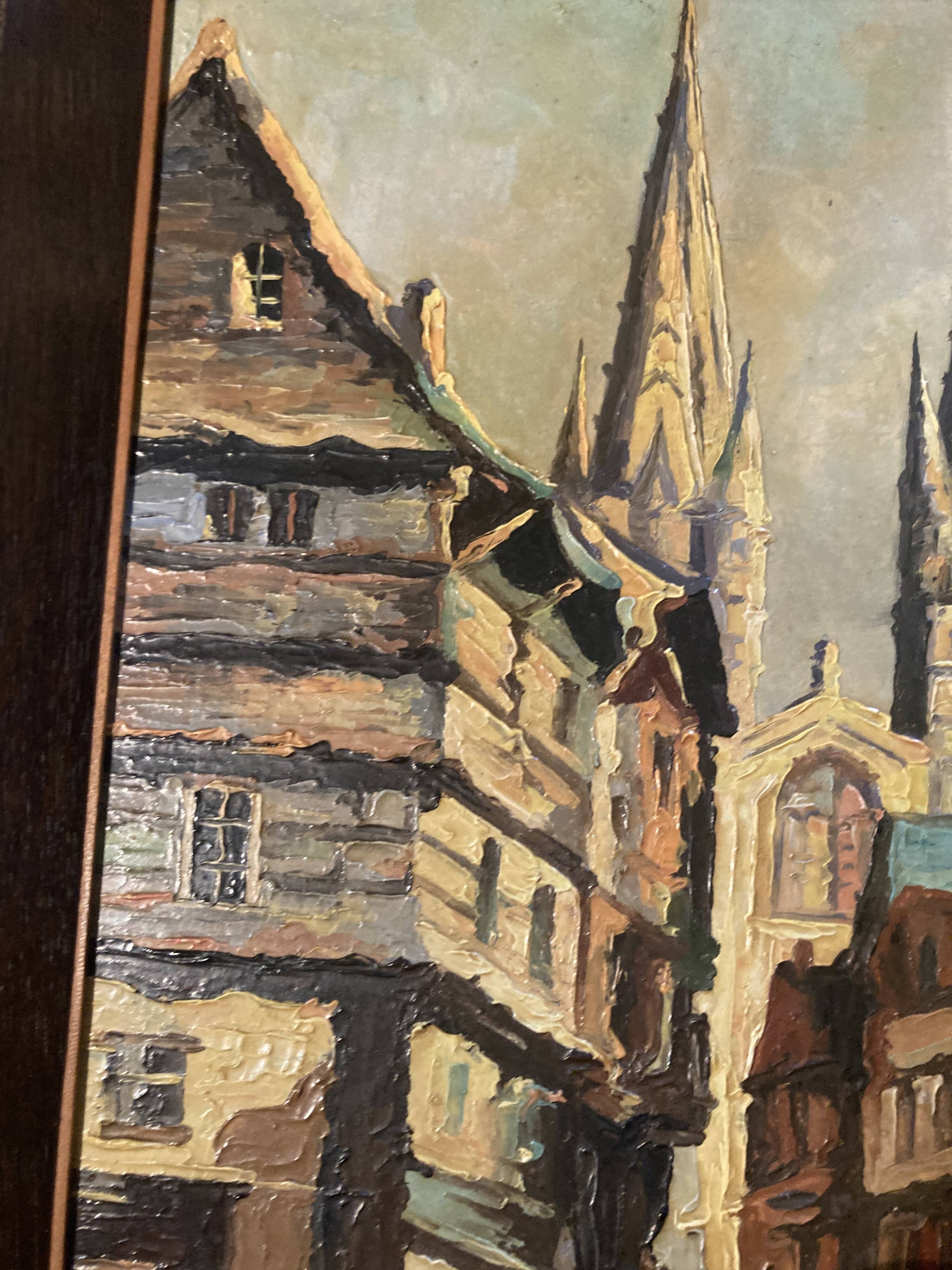 Breton painting, St. Corentin, Kéréon Street, Quimper, Brittany - regionalist