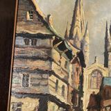 Breton painting, St. Corentin, Kéréon Street, Quimper, Brittany - regionalist