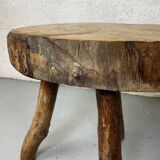 Pair of tripod stools in raw wood