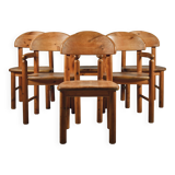 Dining chairs x 6, Rainer Daumiller, solid pine, 1970s