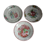 Lot de 3 assiettes faience de l 'Est fleurs