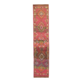 Tapis couloir en laine et coton turc noué à la main des années 1970, 79x371.