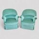 Pair of green velvet frog chairs from the 1970s.