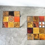 Duo de tables basses en céramique émaillée