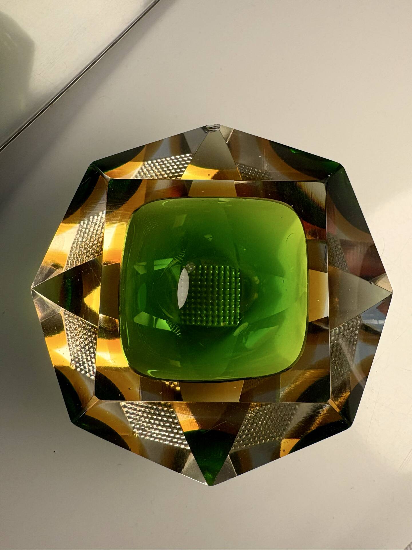 Cendrier Murano sommerso vert et ambre 1960