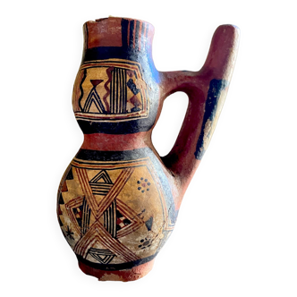 Berber gargoulette pitcher, painted terracotta