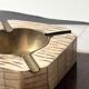 Italian ashtray in ivory zebra resin and brass, 1970s design.