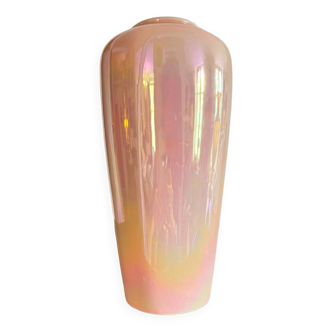 Iridescent pink ceramic vase from the 70s