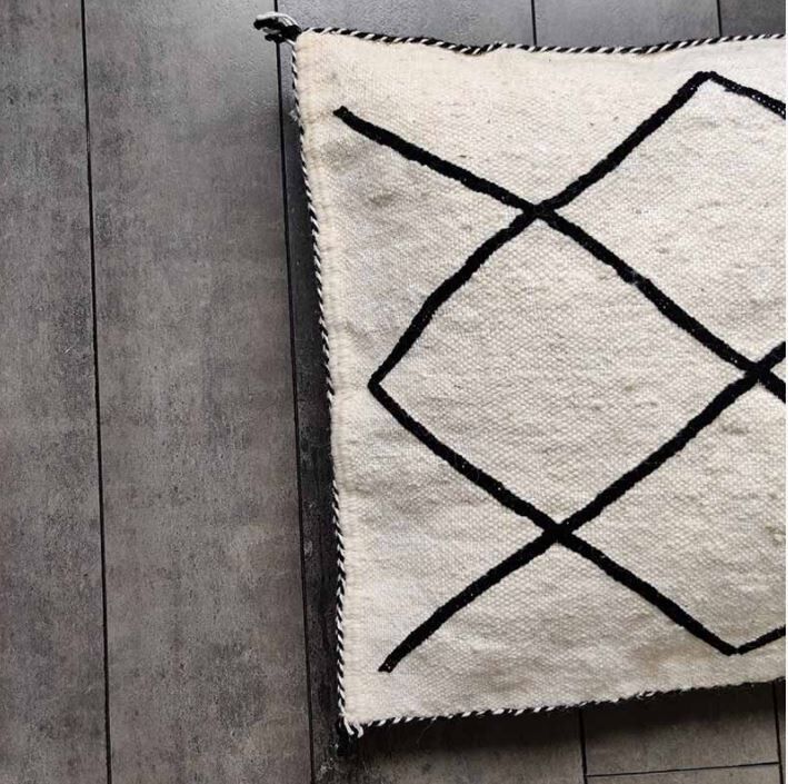 Black and white Berber kilim cushion