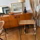 Metal and woven wicker side table – 1970s/80s