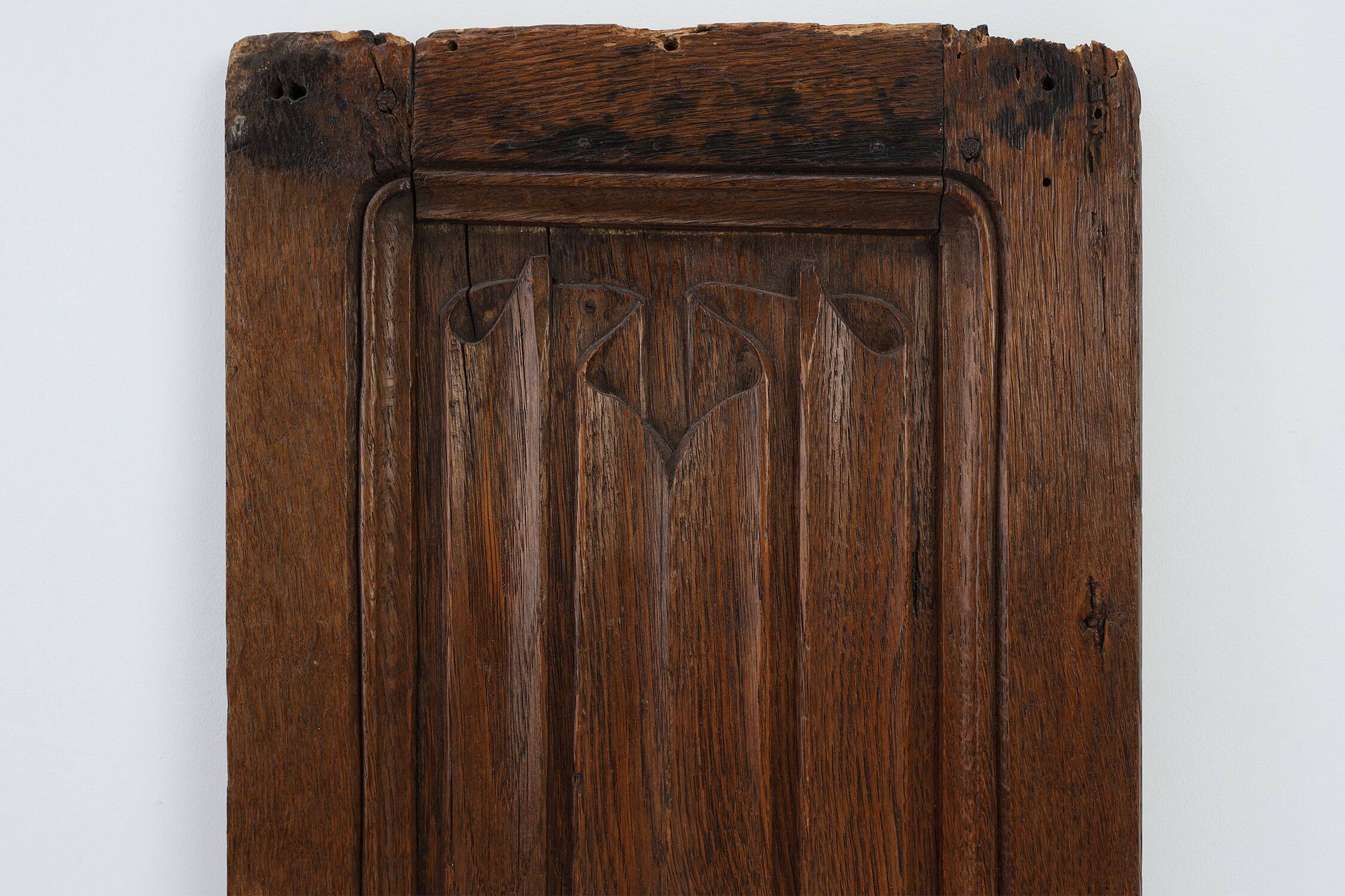 Early 16th Gothic century carved oak relief panel, France
