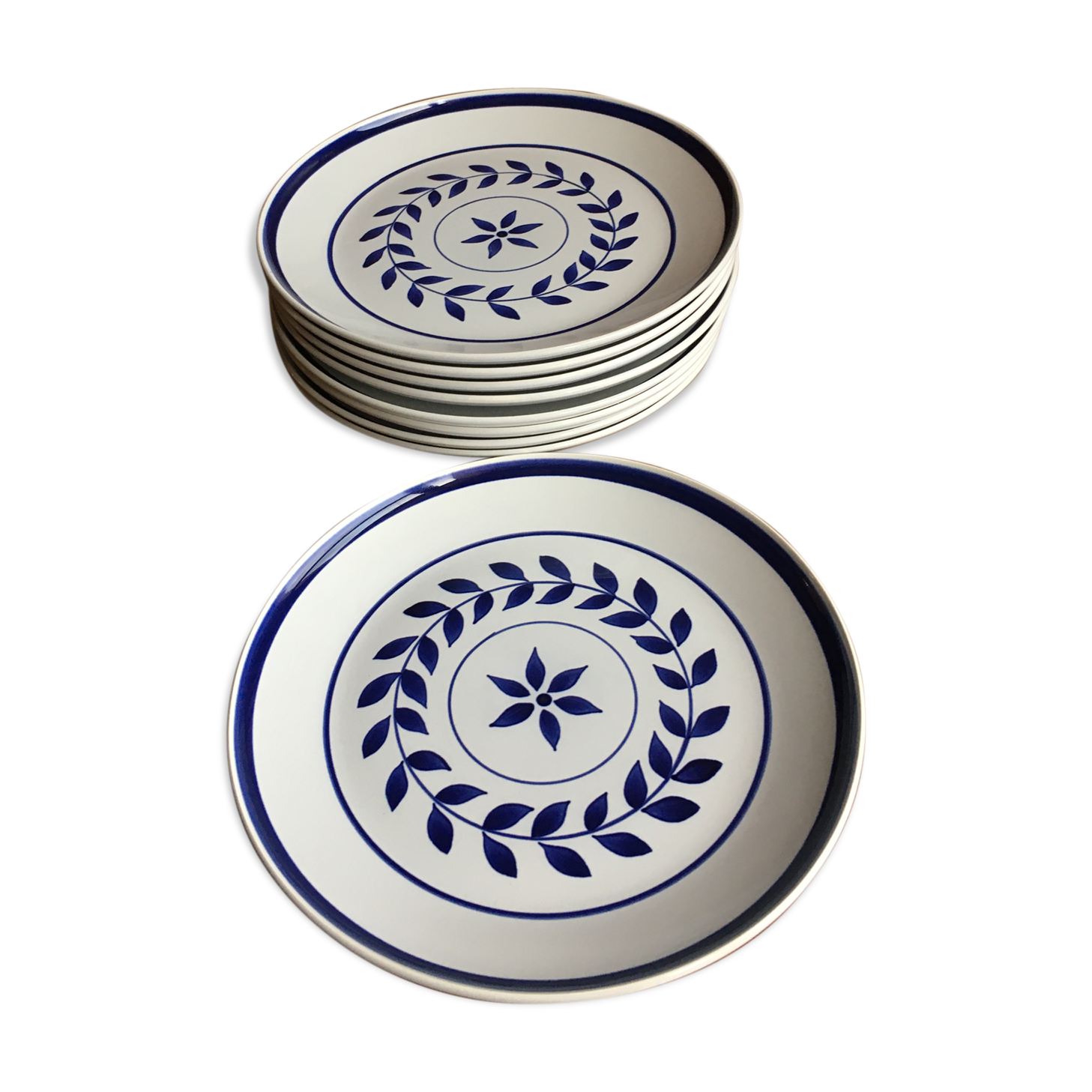 Suite of 9 Salins dessert plates